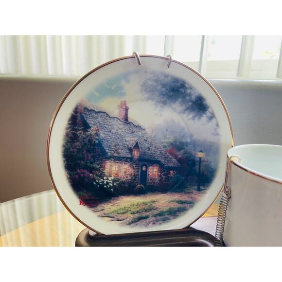 Thomas Kinkade Moonlight Cottage Decoarative Cup & Saucer Set Home Decor - Picture 4 of 10